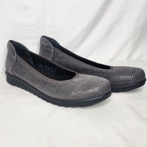 Vaneli Sport Womens 7.5 N Grey Perforated Leather Slip On Flats Low Wedge Shoes